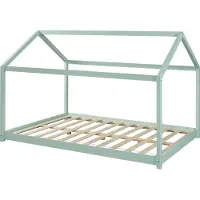 En.casa Kinderbed Cerro huisbed met bedbodem 120x200 cm mint