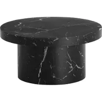 Wohnling salontafel 60x60x30 cm, zwart. Modern salontafel met marmerlook, rond, in paddenstoelvorm. Klein bijzettafeltje