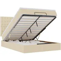 vidaXL Ottoman bed met matras en LED's 140x200cm stof crèmekleurig