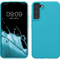 Kwmobile telefoonhoesje geschikt voor Samsung Galaxy S22 Plus - Hoesje met siliconen coating - Smartphone case in ijsblauw
