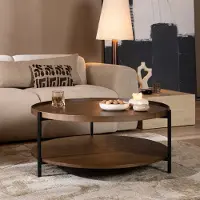 Livin24 Salontafel Rio Ø90 cm rustiek eiken