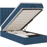 vidaXL Bed poef met matras en LED's 100x200 cm stof blauw