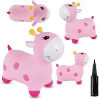 Sun baby - Springdier met pomp vanaaf 1 jaar - Giraffe - roze - max 50kg, duurzaam rubber, gecertificeerd, bpa-vrij, springpaard, springhond
