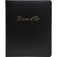 Exacompta gastenboek Alpillez zwart, echt leer 26x22 cm, 70 blanco bladen, vergé 110 g/m², goudkleurig, geschenkverpakking
