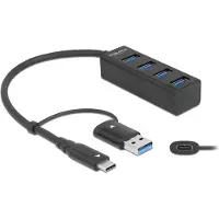 DeLOCK USB hub met 4 USB A poorten en gecombineerde USB C / USB A aansluiting