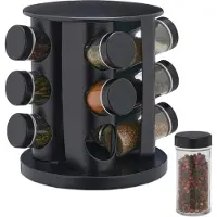 Relaxdays 13-delige kruidencarrousel, Keuken organisatoren, Zwart