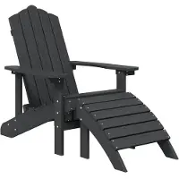 vidaXL Tuinstoelen Adirondack met voetenbank tafel HDPE antracietkleur