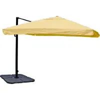 Mendler Zweefparasol -A96, parasol catering 3x3m (Ø4.24m) polyester/aluminium 23kg ~ Flap, crème met voet, draaibaar