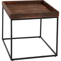 MCW Bijzettafel -K71, salontafel salontafel, paulowniahout metaal 60x60x60cm ~ donkerbruin