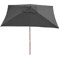 Mendler Parasol Florida, tuinparasol, marktparasol, 2x3 m polyester/hout 6 kg ~ antraciet