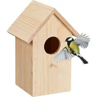 Relaxdays nestkastje koolmees - met klep - hout - vogelhuisje - invliegopening 5 cm - tuin