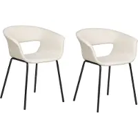 Beliani ELMA - Eetkamerstoelen set van 2 - Beige - Polyester