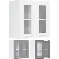 Hioshop Colura keuken bovenkastje 80 cm 2 glazen deuren antracietgrijs, wit.