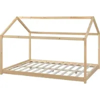 En.casa Kinderbed Cerro huisbed met bedbodem 120x200 cm houtkleurig