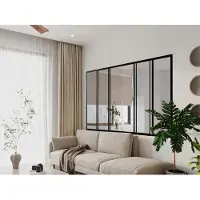 Vente-unique Schuifraam van gepoedercoat zwart aluminium 180 x 130 cm (B x H) - RAVENA