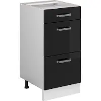 Vicco R-Line Keukenonderkast – 40 cm met laden, zonder werkblad Zwart hoogglans