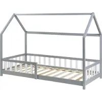 En.casa Kinderbed Hesel huisbed met uitvalbeveiliging 90x200 cm grijs []