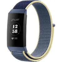Strap-it Nylon Smartwatch bandje - Geschikt voor Fitbit Charge 3 nylon bandje - oceaan blauw - Horlogeband / Polsband / Armband