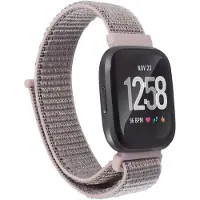 Strap-it Nylon Smartwatch bandje - Geschikt voor Fitbit Versa / Versa 2 nylon bandje - roze - Horlogeband / Polsband / Armband