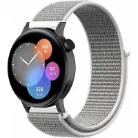 Strap-it Nylon bandje geschikt voor Huawei GT 3 42mm / Huawei GT 3 Pro 43mm / Huawei GT 2 42mm - Zeeschelp Grijs