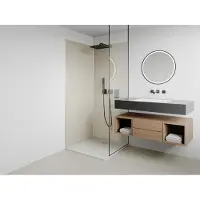 Vente-unique Set van 2 ivoorwitte douchewandpanelen in aluminium met profielen - 2 x L90 x H210 cm - ITZIAR