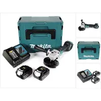 Makita DGA 517 RGJ accu haakse slijper 18 V 125 mm borstelloos + 2x accu 6.0 Ah + lader + Makpac