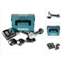 Makita DGA 511 RGJ accu haakse slijper 18 V 125 mm borstelloos + 2x accu 6,0 Ah + oplader + Makpac