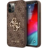 GUESS Harde kaft 4G Groot Metalen Logo (iPhone 12), Smartphonehoes, Bruin