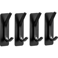 TOJ Zelfklevende Kapstokhaken - Ophanghaken - Muur / Kapstok Haken - Muurhaken - Set Van 4 Stuks – Incl. Plakstrip - Mat Zwart
