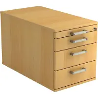 Hjh OFFICE PRO SIGNA TC30 CE - Rolcontainer Beuken Hout met 3 lades Chrome metaal handgreep