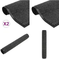 vidaXL Droogloopmatten 2 st rechthoekig getuft 90x150 cm antraciet - Deurmat - Deurmatten - Droogloopmat - Droogloopmatten