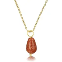 My Bendel - Ketting Goudkleurig met Gold Sand Stone Peervormige Hanger - Goudkleurige Ketting met Gold Sand Stone Peervormige Hanger - met Luxe Cadeauverpakking | Sieraden Voor Dames