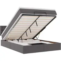 vidaXL Ottoman bed met matras 140x200cm kunstleer grijs
