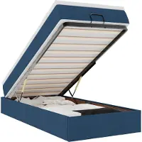 vidaXL Ottoman bed met matras 100x200cm stof blauw