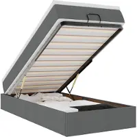 vidaXL Ottoman bed met matras 100x200cm stof donkergrijs