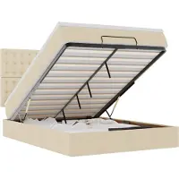 vidaXL Ottoman bed met matras 140x200cm stof crèmekleurig