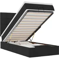 vidaXL Ottoman bed met matras en LED's 100x200cm stof zwart