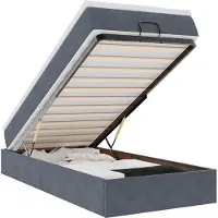 vidaXL Ottoman bed met matras 90x200cm fluweel donkergrijs