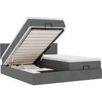 vidaXL Ottoman bed met matrassen en LED's 200x200cm stof donkergrijs
