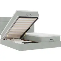 vidaXL Ottoman bed met matrassen en LED's 180x200cm fluweel lichtgrijs