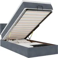 vidaXL Ottoman bed met matras en LED's 90x200cm fluweel donkergrijs