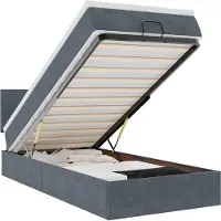 vidaXL Ottoman bed met matras en LED's 90x190cm fluweel donkergrijs