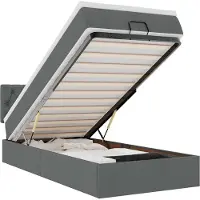vidaXL Ottoman bed met matras 100x200cm stof donkergrijs