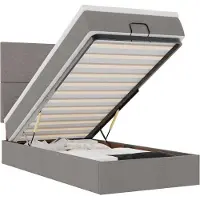 vidaXL Bed poef met matras en LED's 90x200 cm stof taupe
