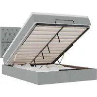 vidaXL Ottoman bed met matras en LED's 140x200cm stof lichtgrijs