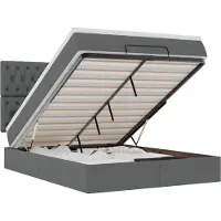 vidaXL Ottoman bed met matras 140x200cm stof donkergrijs