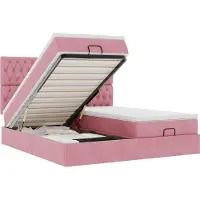 vidaXL Ottoman bed met matrassen en LED's 180x200cm fluweel roze