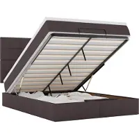 vidaXL Ottoman bed met matras 140x200cm stof donkerbruin