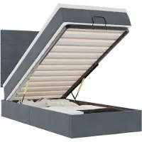 vidaXL Ottoman bed met matrassen en LED's 90x200cm fluweel donkergrijs