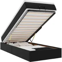 vidaXL Ottoman bed met matras 100x200cm kunstleer zwart